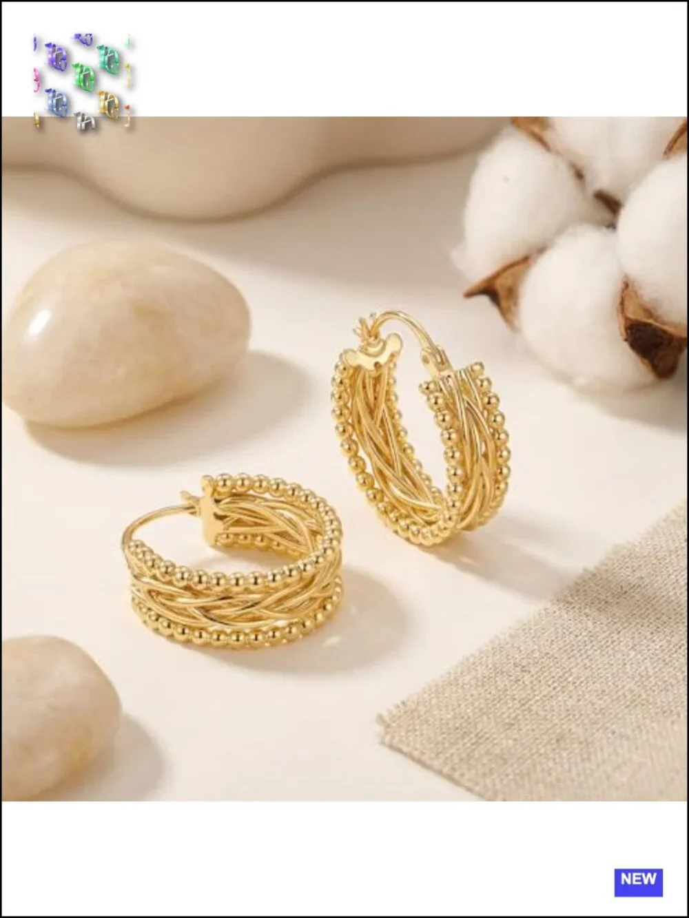 14k Gold Plated Twisted Hoop Earrings for Women Sculptural Design 23mm